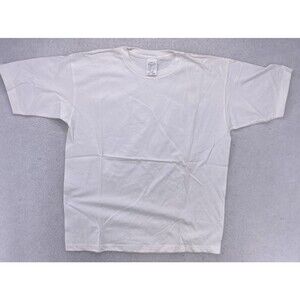 Vintage Blank T Shirt Mens Medium Made in USA White Short Sleeve Tee